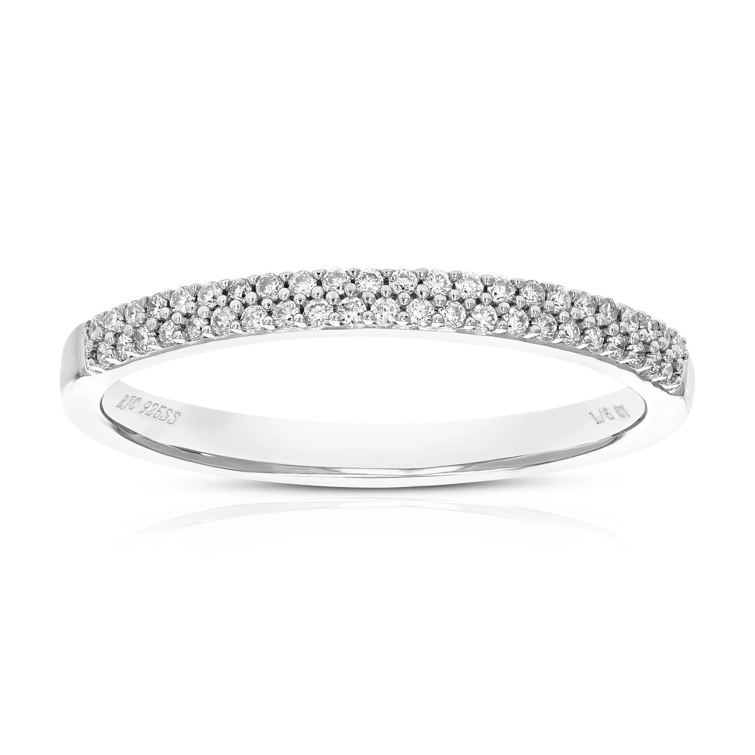1/6 cttw Lab Grown Two Row Diamond Band in Sterling Silver