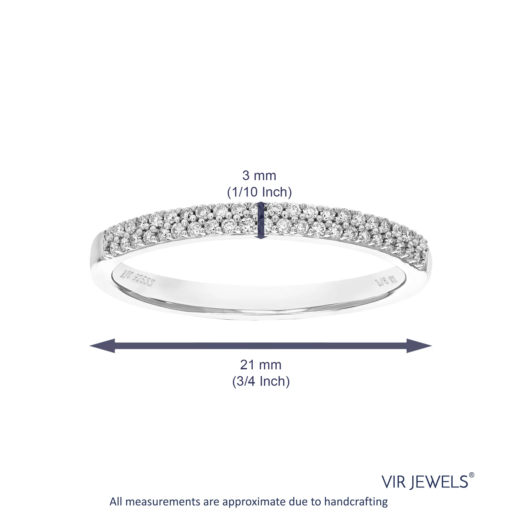 1/6 cttw Lab Grown Two Row Diamond Band in Sterling Silver
