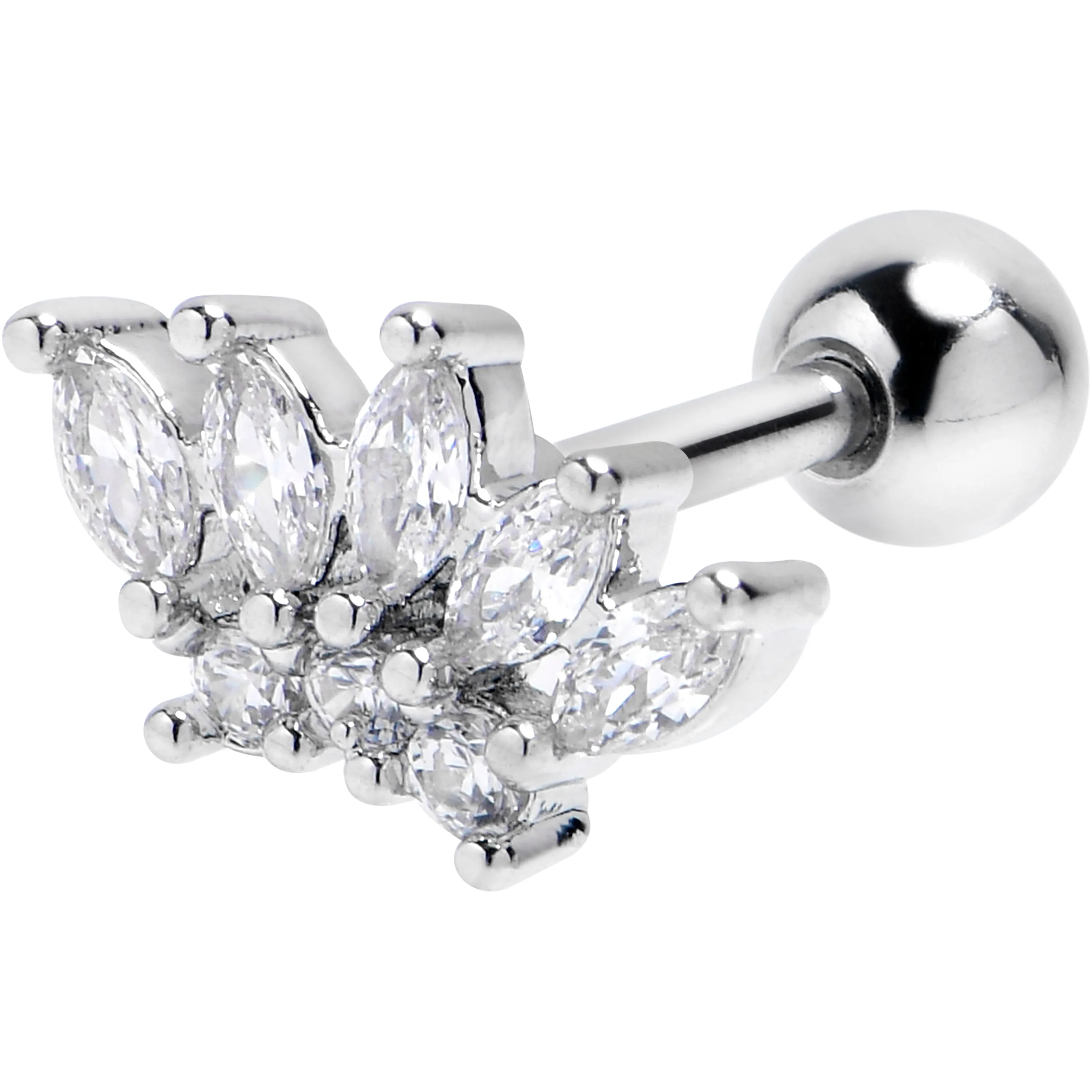 16 Gauge 1/4 Clear Gem Fashion Fan Cartilage Tragus Earring