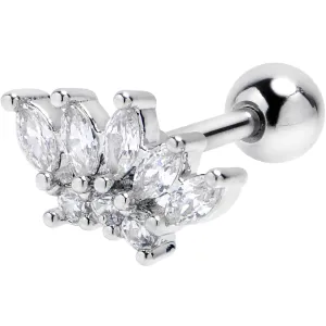 16 Gauge 1/4 Clear Gem Fashion Fan Cartilage Tragus Earring
