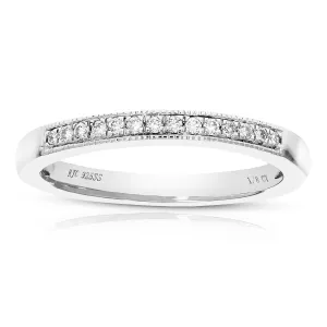1/8 cttw Lab Grown Diamond Milgrain Wedding Band in Sterling Silver