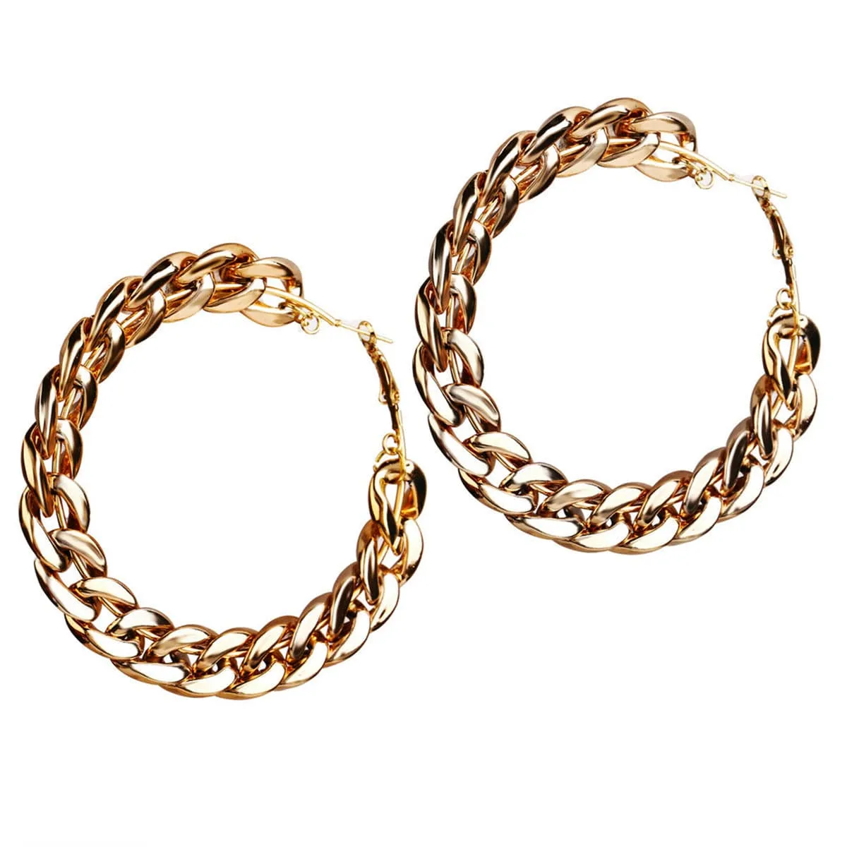 18K Gold-Plated Figaro Hoop Earring