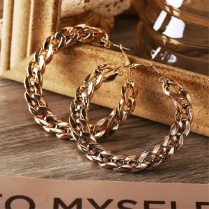 18K Gold-Plated Figaro Hoop Earring