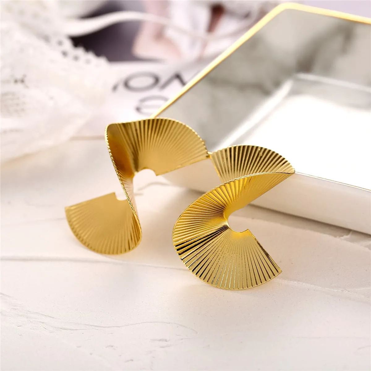 18K Gold-Plated Spiral Stud Earring