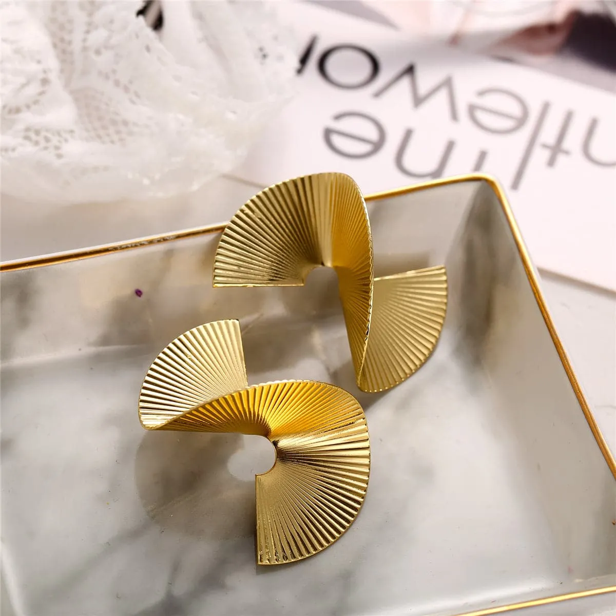 18K Gold-Plated Spiral Stud Earring