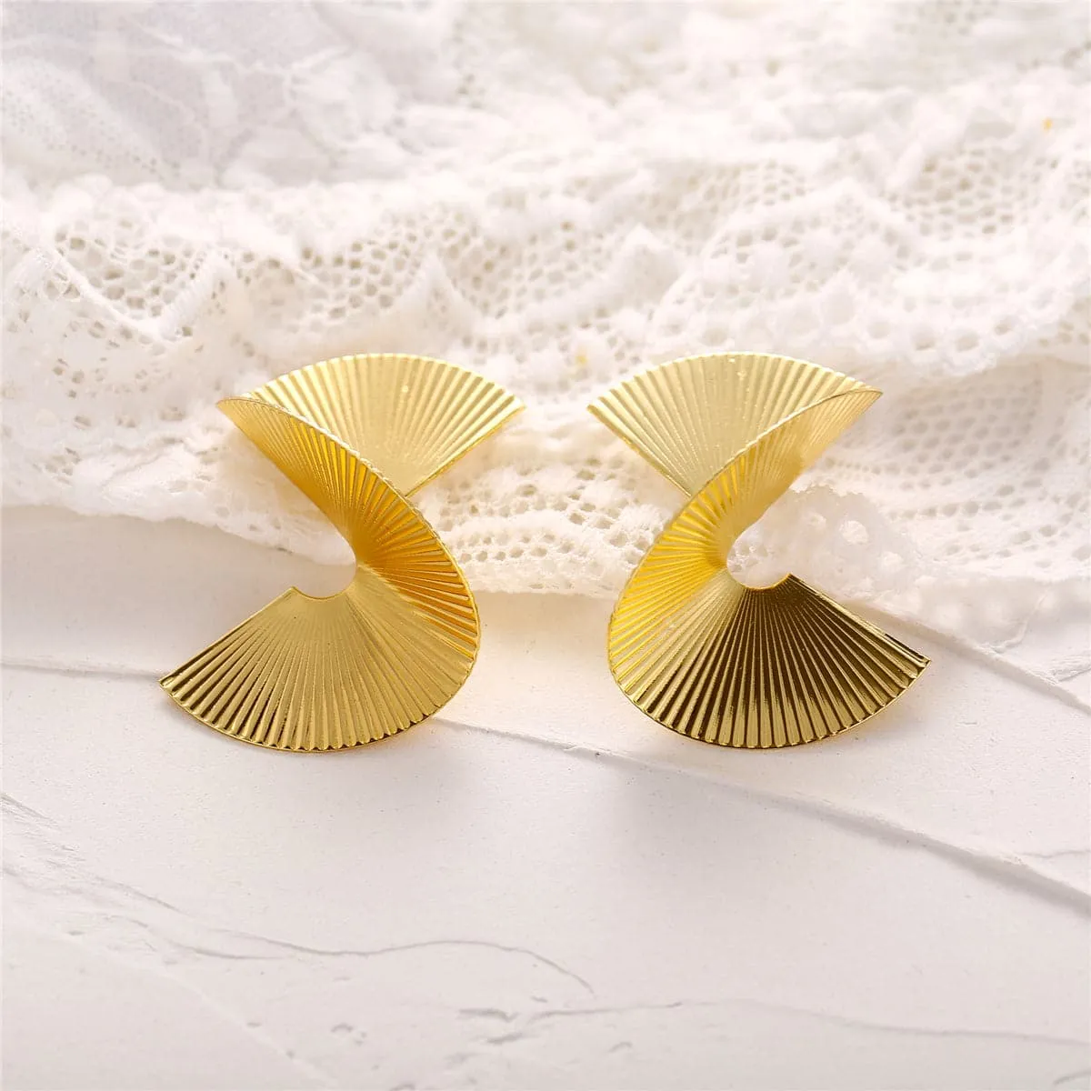 18K Gold-Plated Spiral Stud Earring