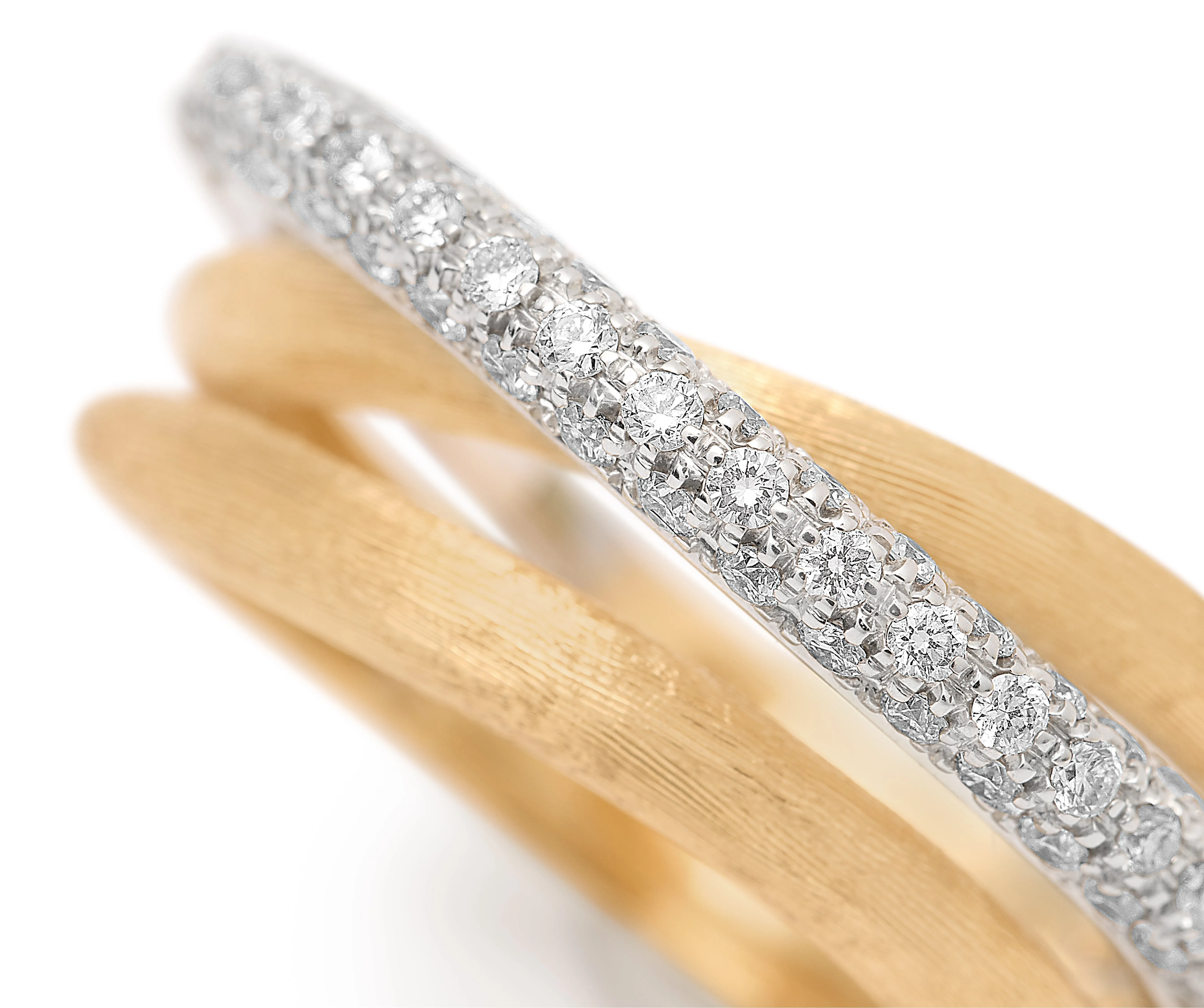 18K Yellow Gold 3-Strand Diamond Stackable Ring