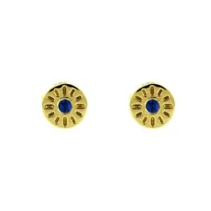18k Yellow Gold Blue Sapphire Earrings Timeless