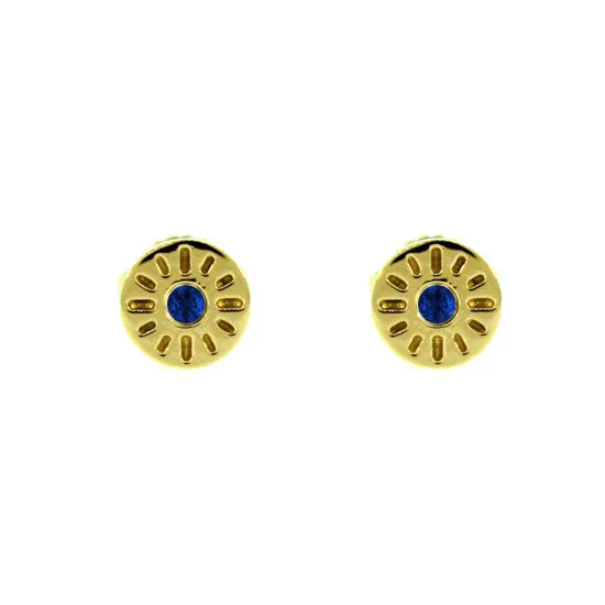 18k Yellow Gold Blue Sapphire Earrings Timeless