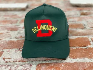 1940's Style Logo 5 Panel Snap Back Cap in Green
