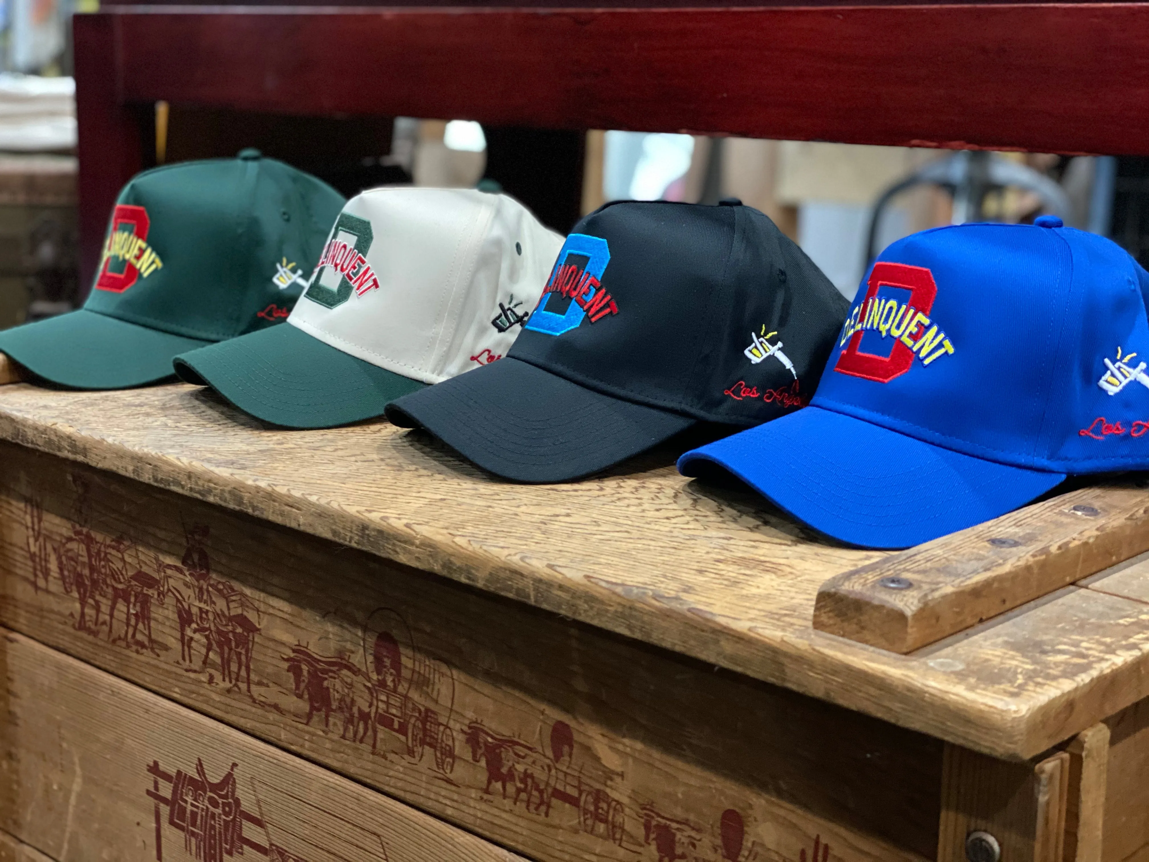 1940's Style Logo 5 Panel Snap Back Cap in Green