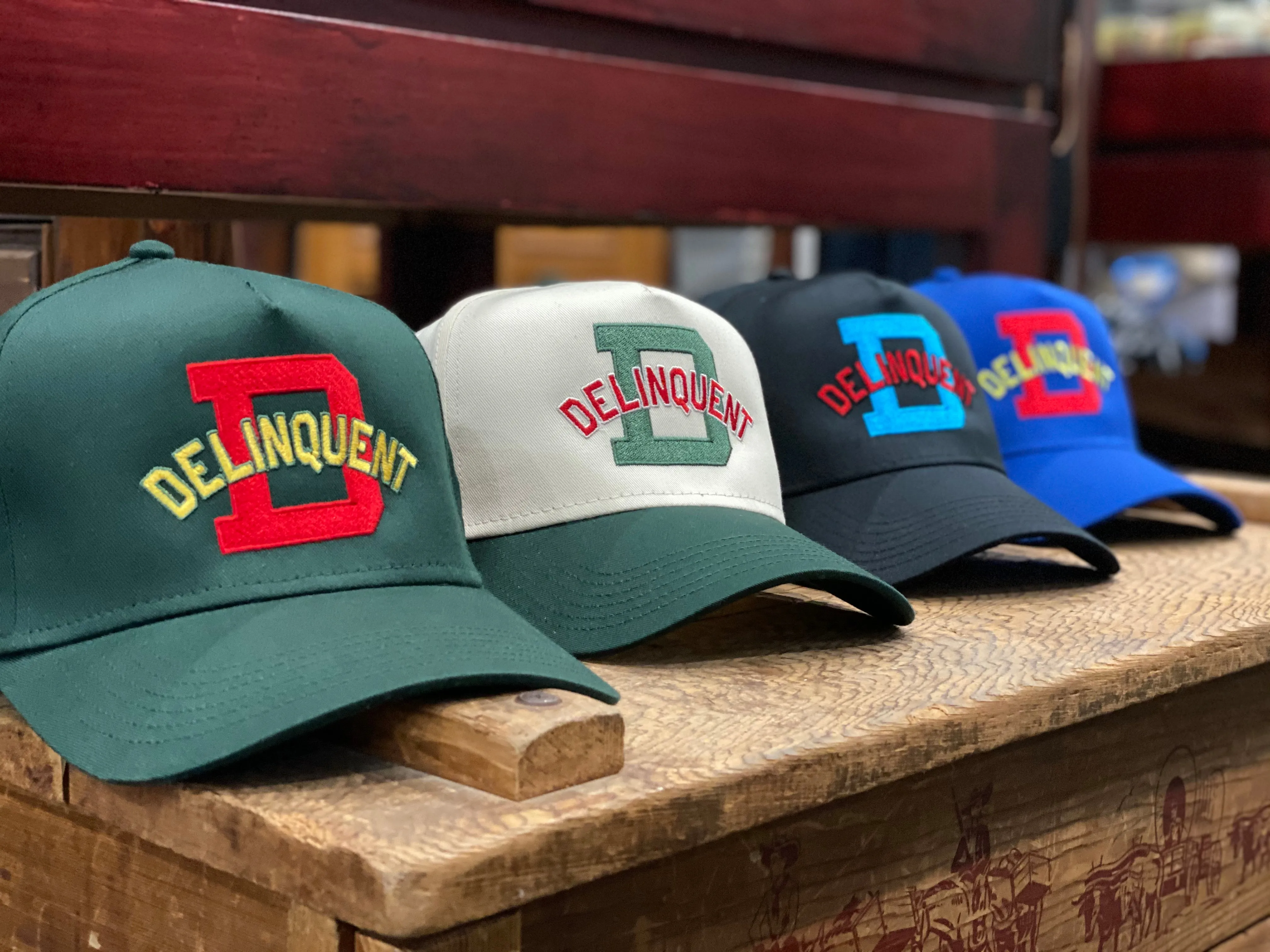 1940's Style Logo 5 Panel Snap Back Cap in Green