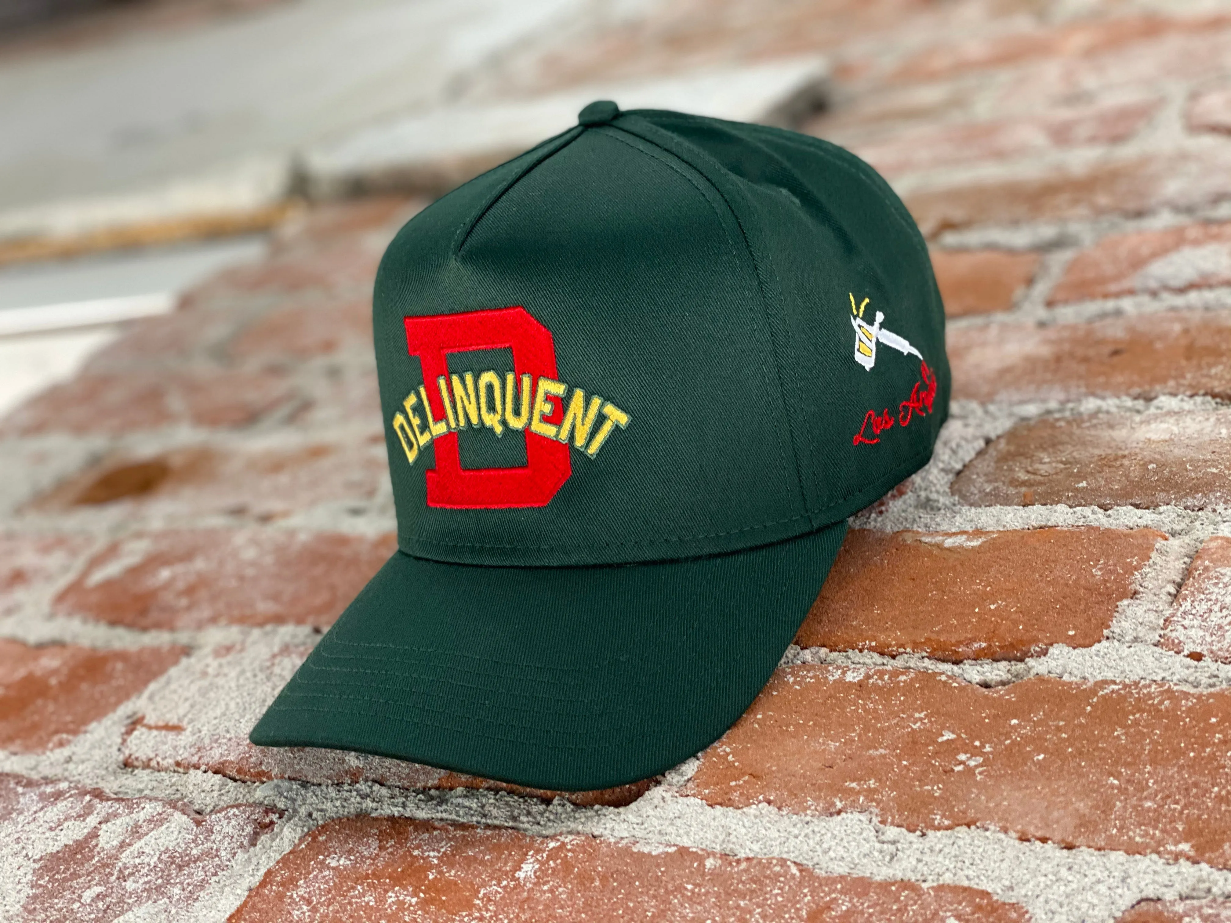 1940's Style Logo 5 Panel Snap Back Cap in Green