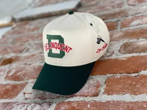 1940's Style Logo 5 Panel Snap Back Cap in Natural x Green