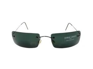 1990s Giorgio Armani Rectangular Rimless Shield Metal Sunglasses