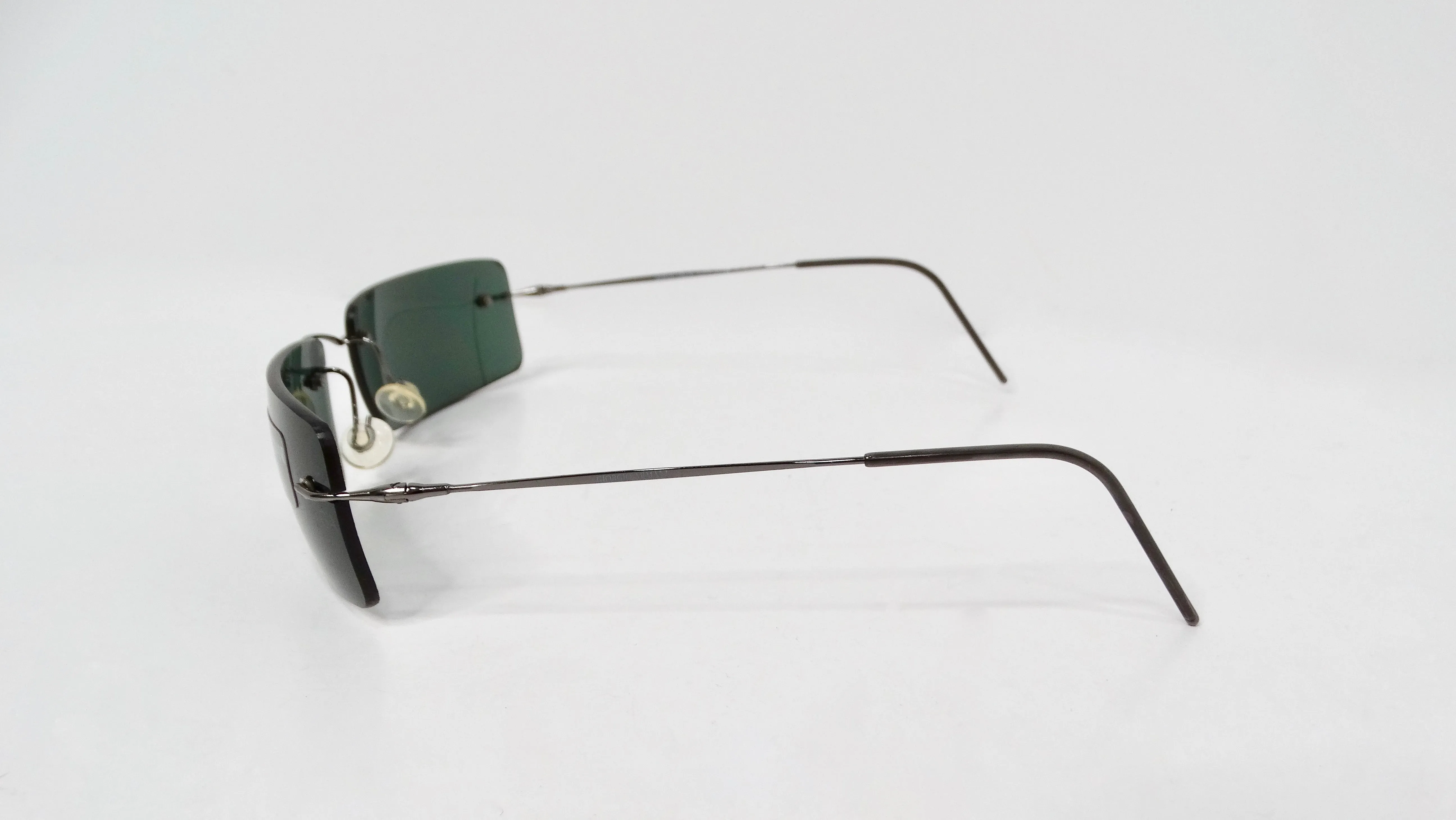 1990s Giorgio Armani Rectangular Rimless Shield Metal Sunglasses