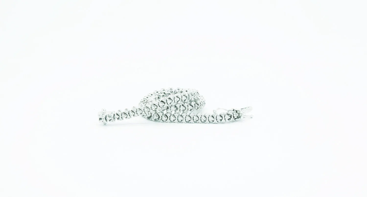 2.06 carat Triple Diamond's row 18k white gold tennis bracelet