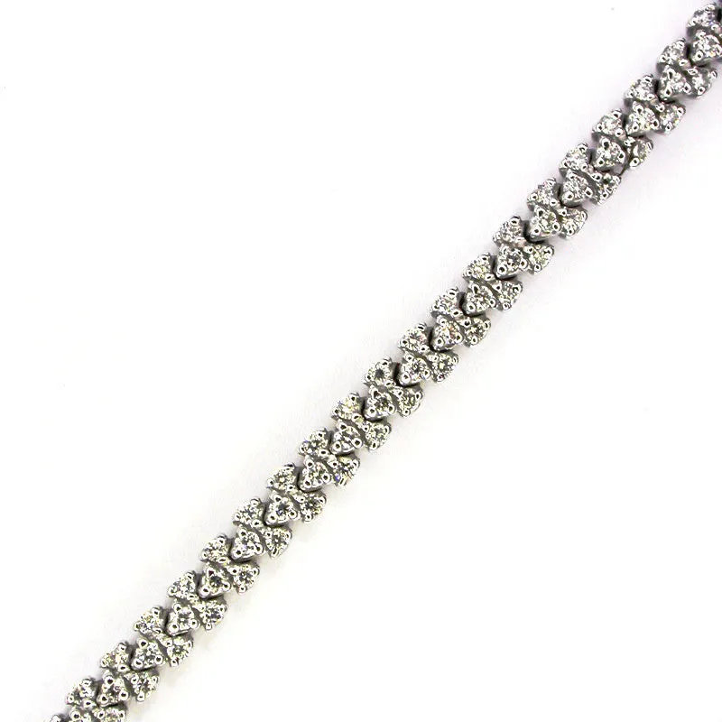 2.06 carat Triple Diamond's row 18k white gold tennis bracelet