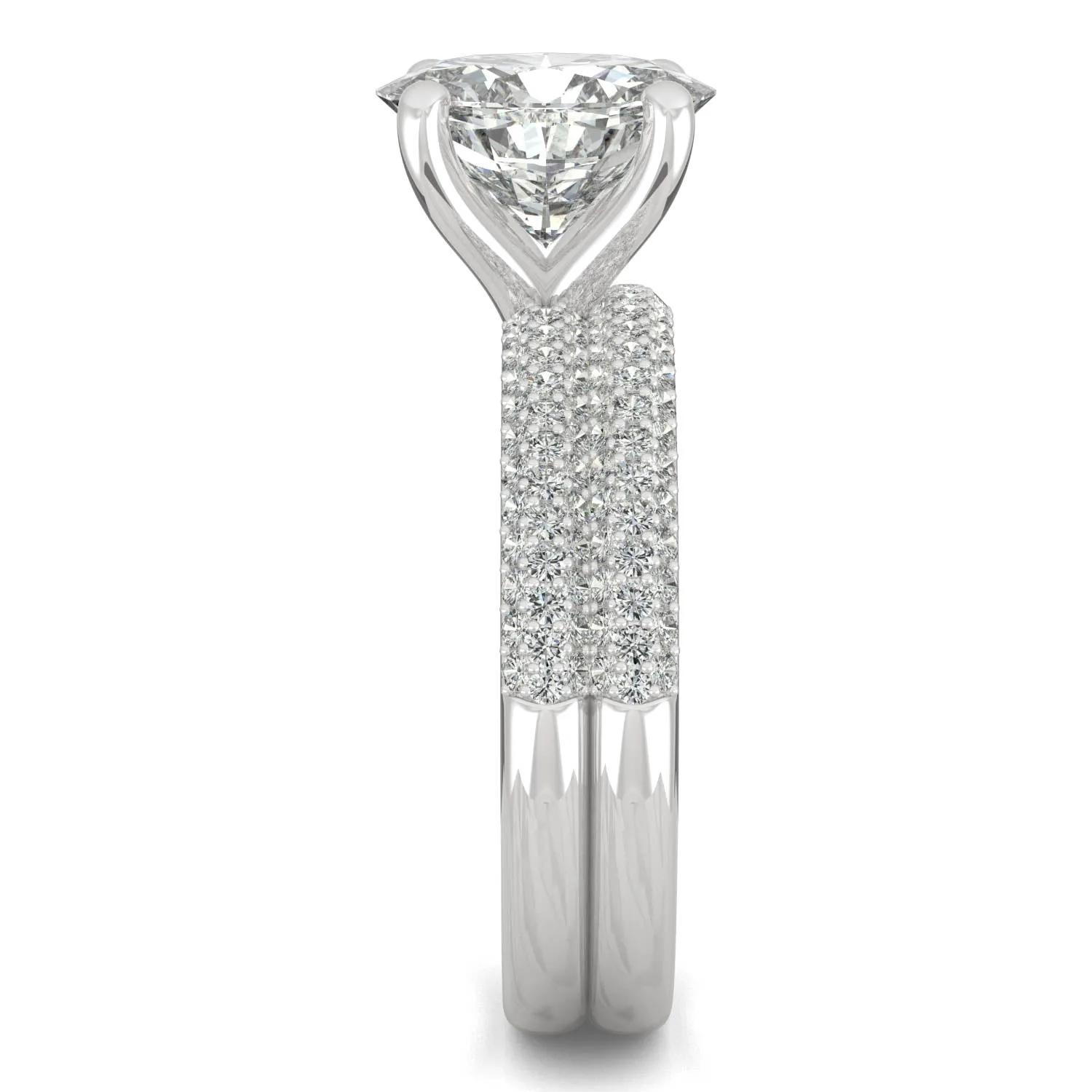 2.54 CTW DEW Oval Moissanite Side-Stone Bridal Set in 14K White Gold