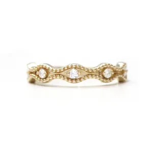 5 Stone Diamond Wavy Double Beaded band
