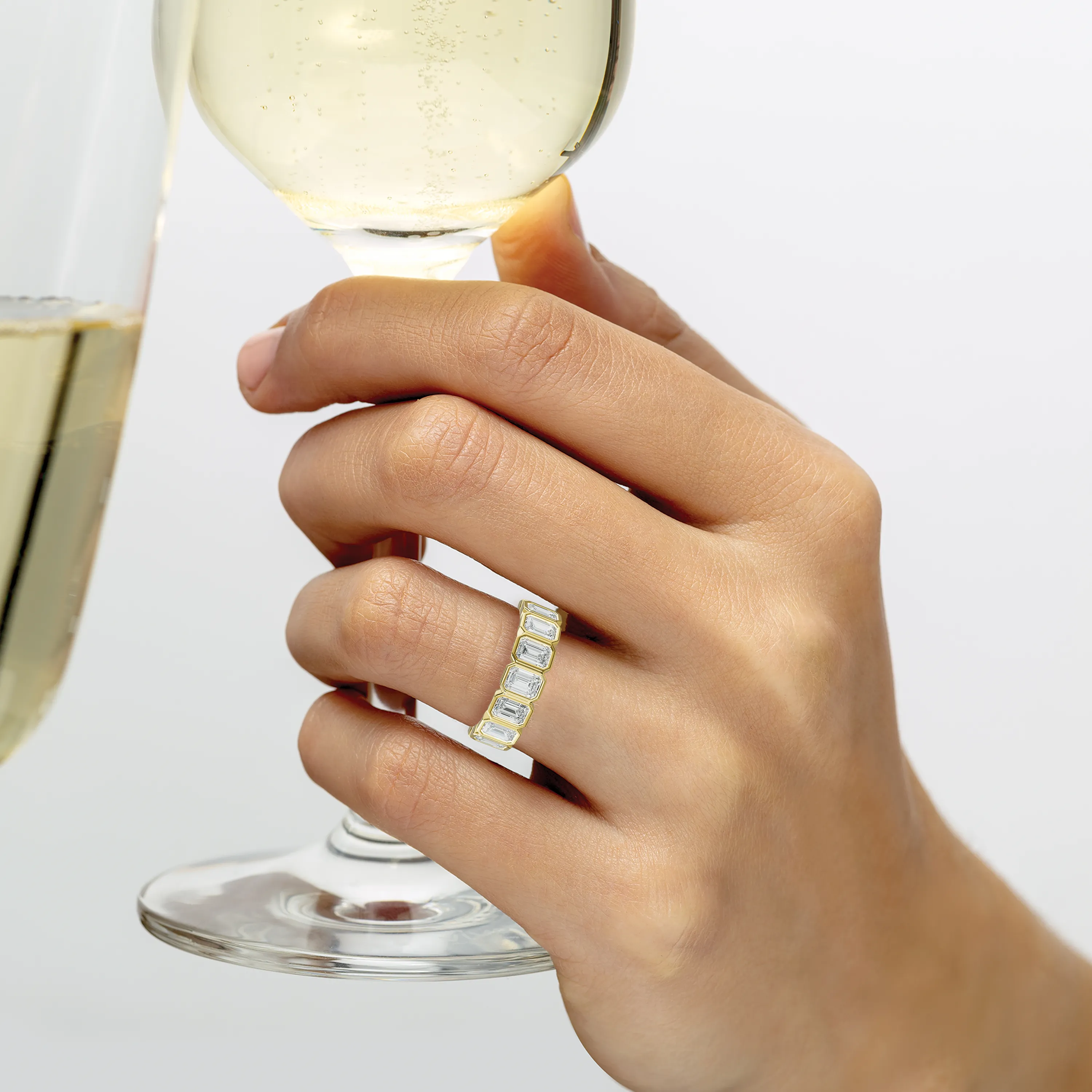 5.0 Carat Bezel Set Emerald Cut Diamond Eternity Band