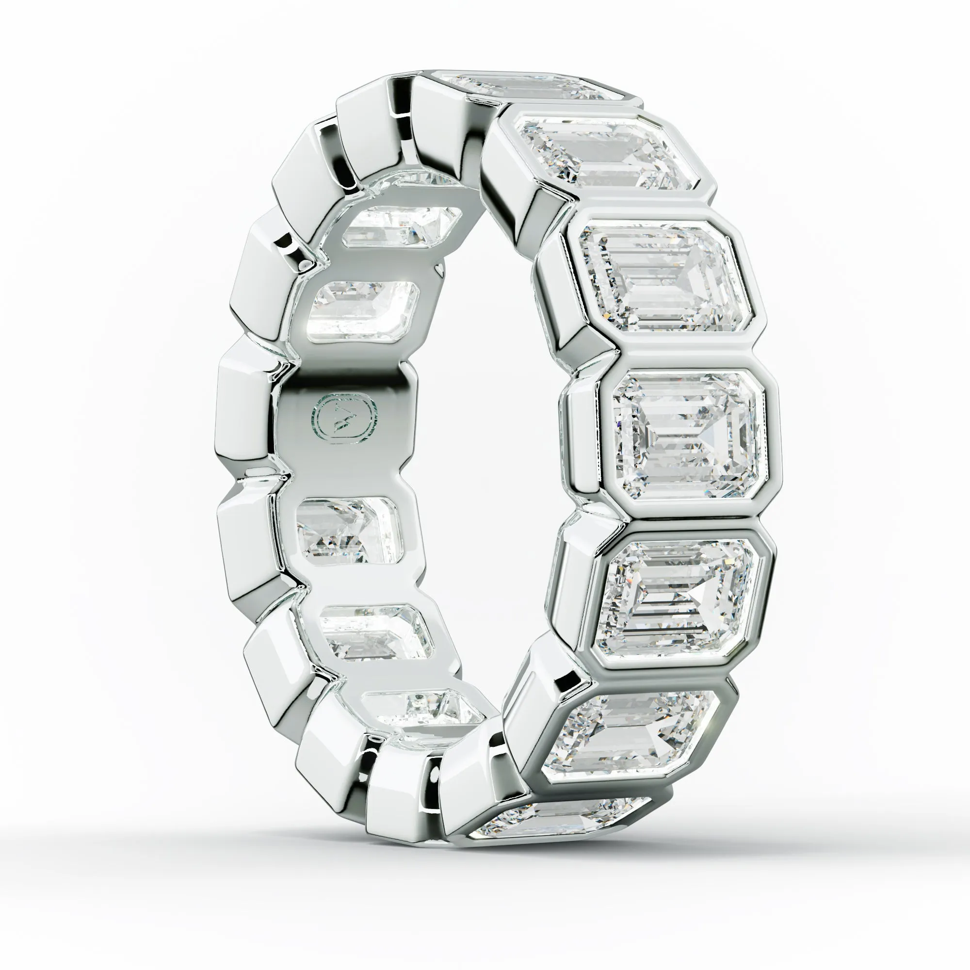 5.0 Carat Bezel Set Emerald Cut Diamond Eternity Band