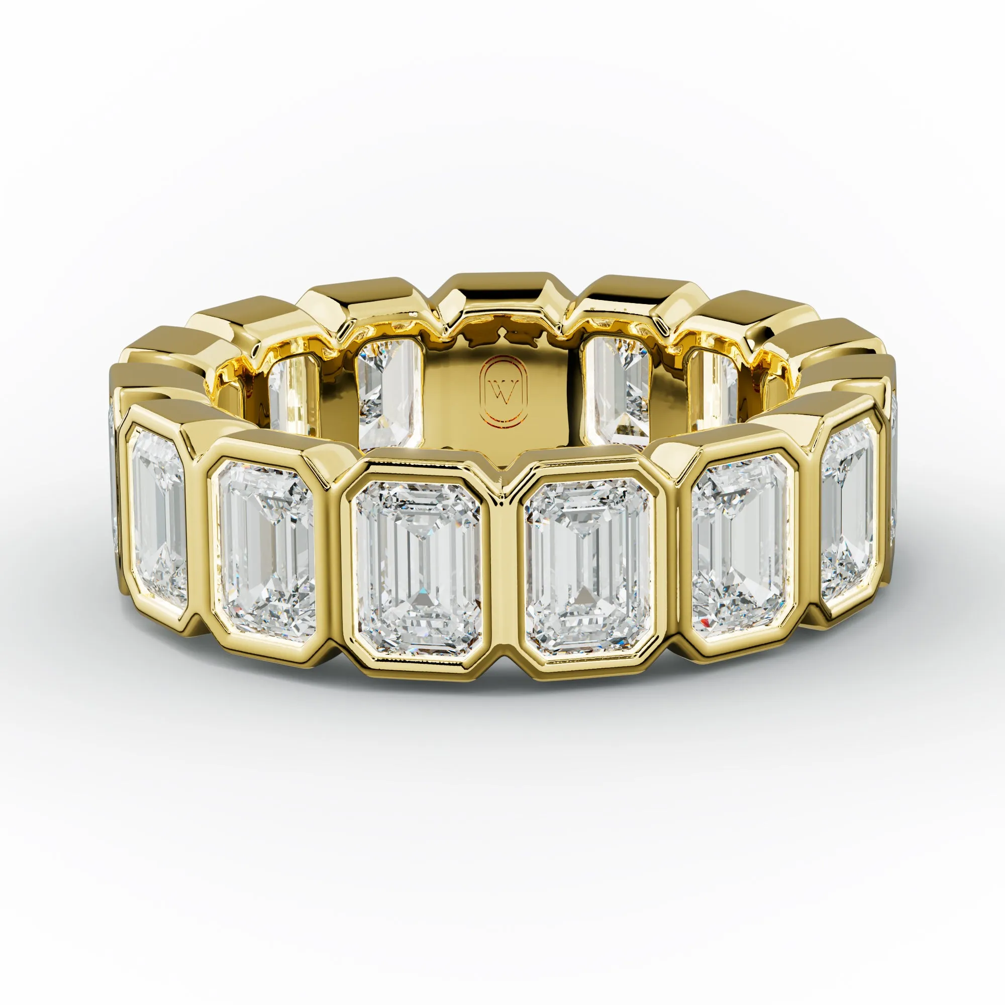 5.0 Carat Bezel Set Emerald Cut Diamond Eternity Band