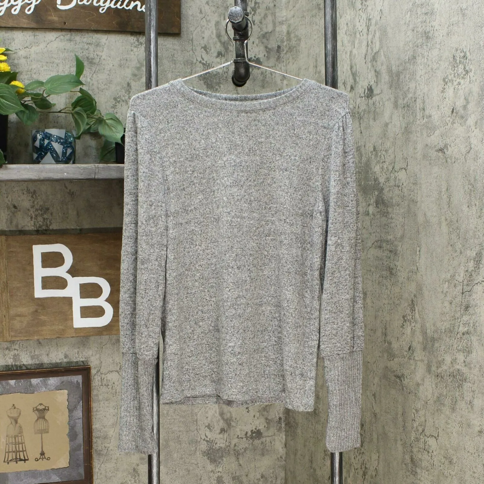 A New Day Women's Long Sleeve Crewneck Drapey T-Shirt Grey Medium