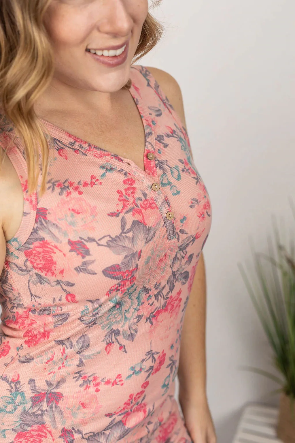 Addison Henley Tank in Pink Floral