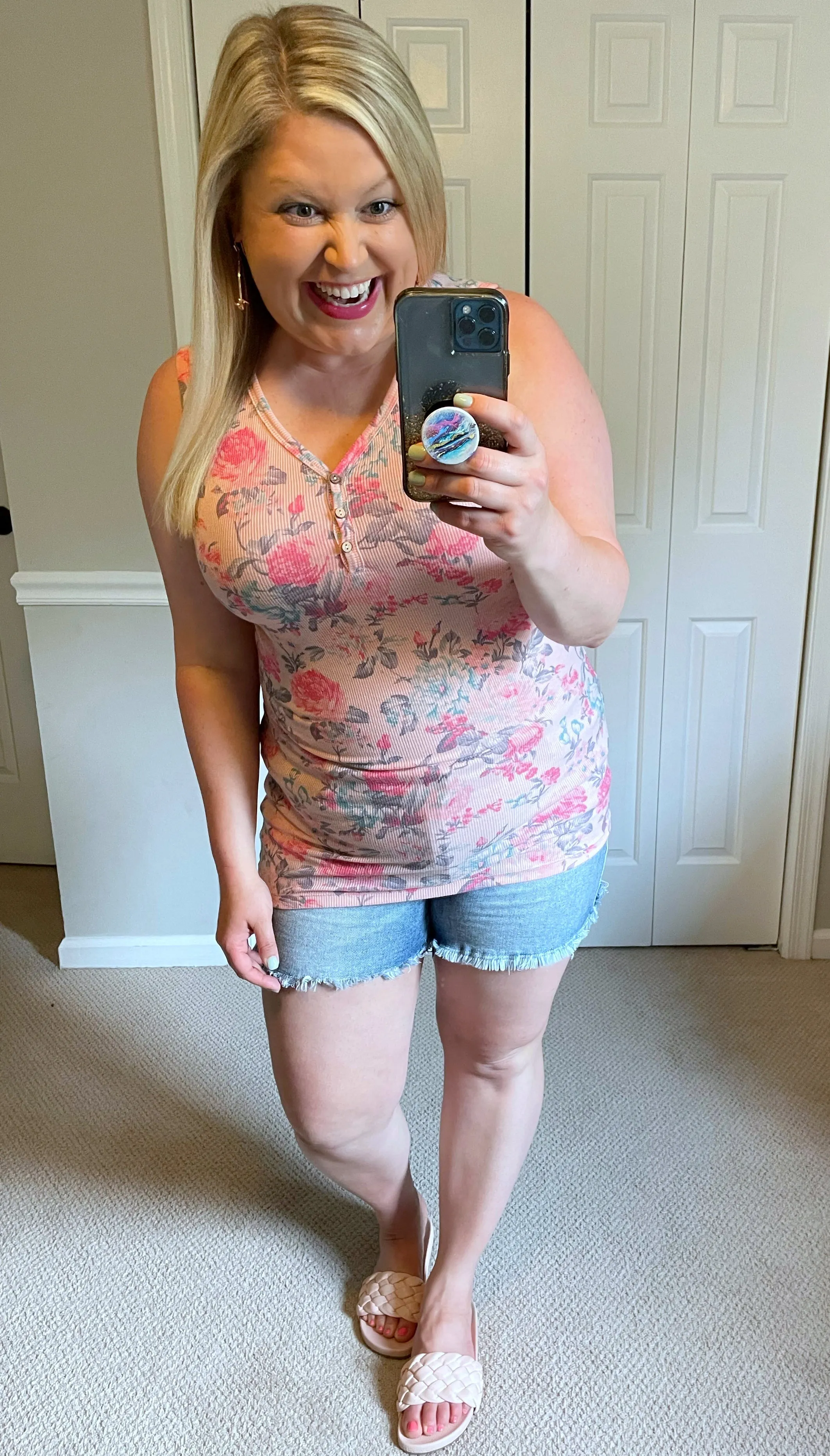 Addison Henley Tank in Pink Floral