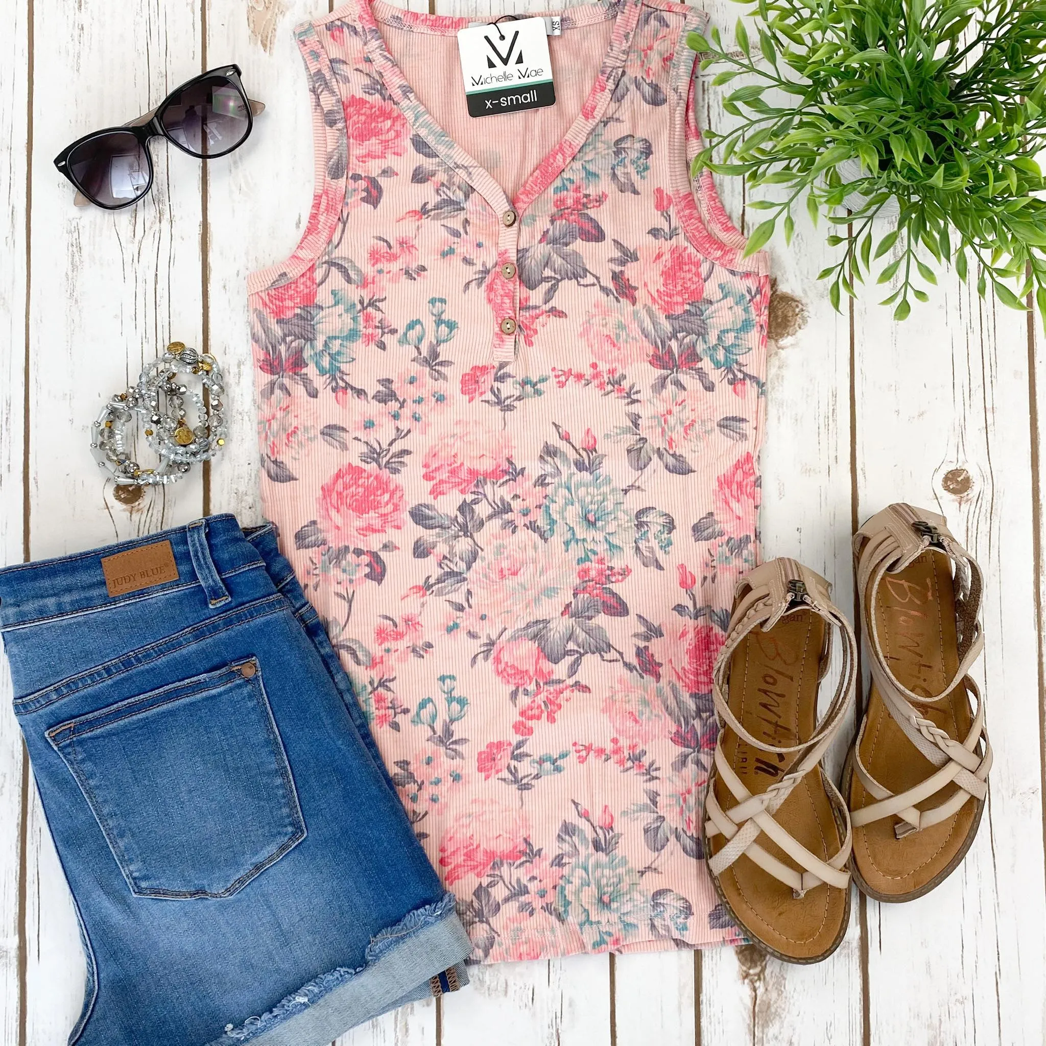 Addison Henley Tank in Pink Floral