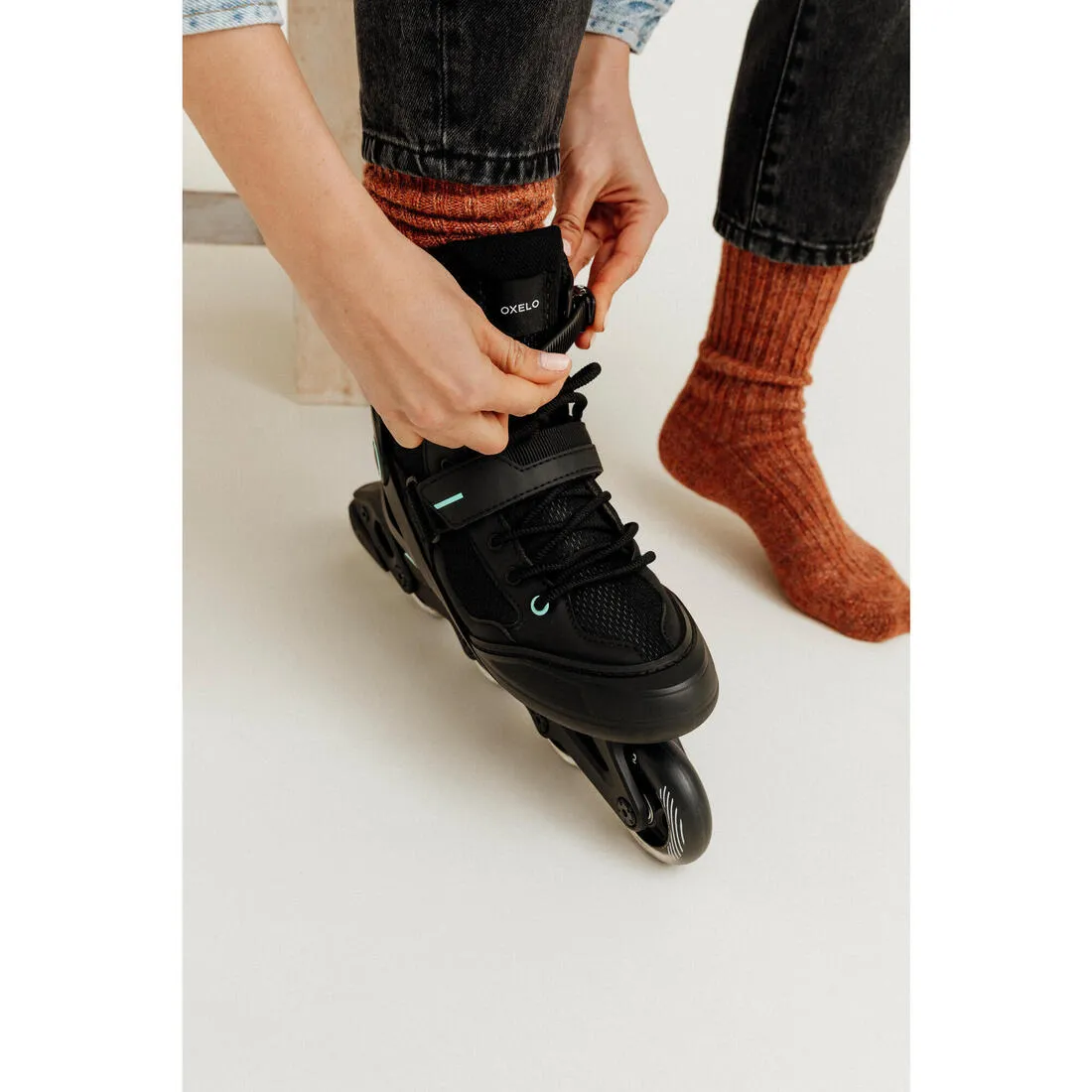 Adult Inline Fitness Skates FIT100 - Black/Mint