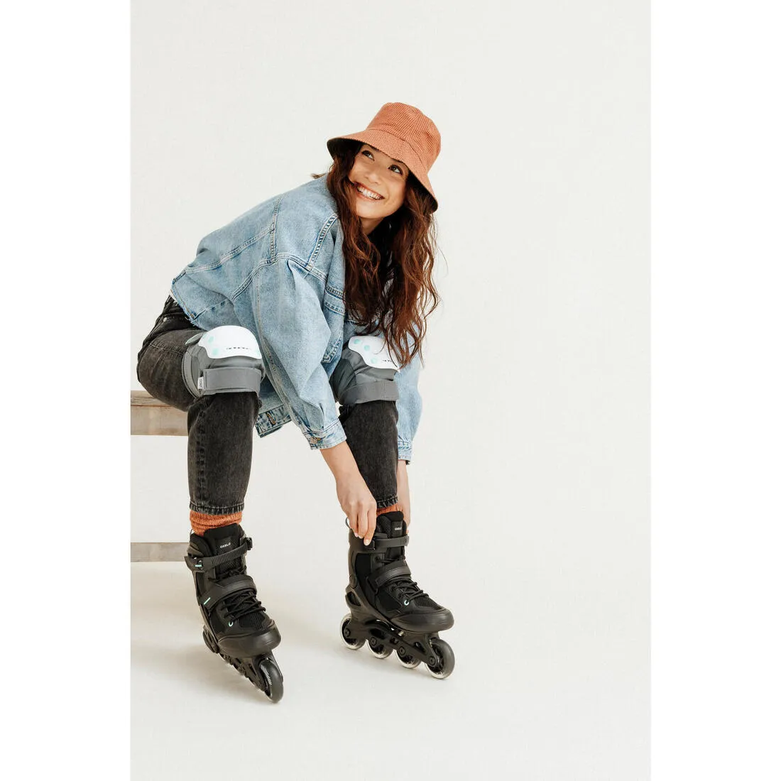 Adult Inline Fitness Skates FIT100 - Black/Mint