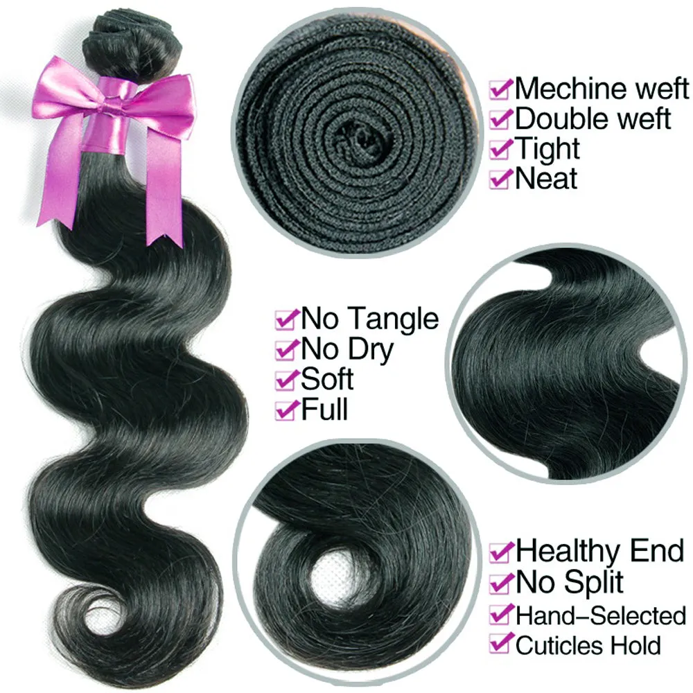 Affordable hair Body Wave 100% Human Hair Natural Black 10-30 Inch Bundle