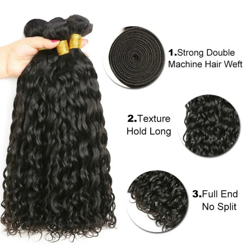 Affordable Hair Water Wave 100% human Hair black 1B color 1 bundle hair extension