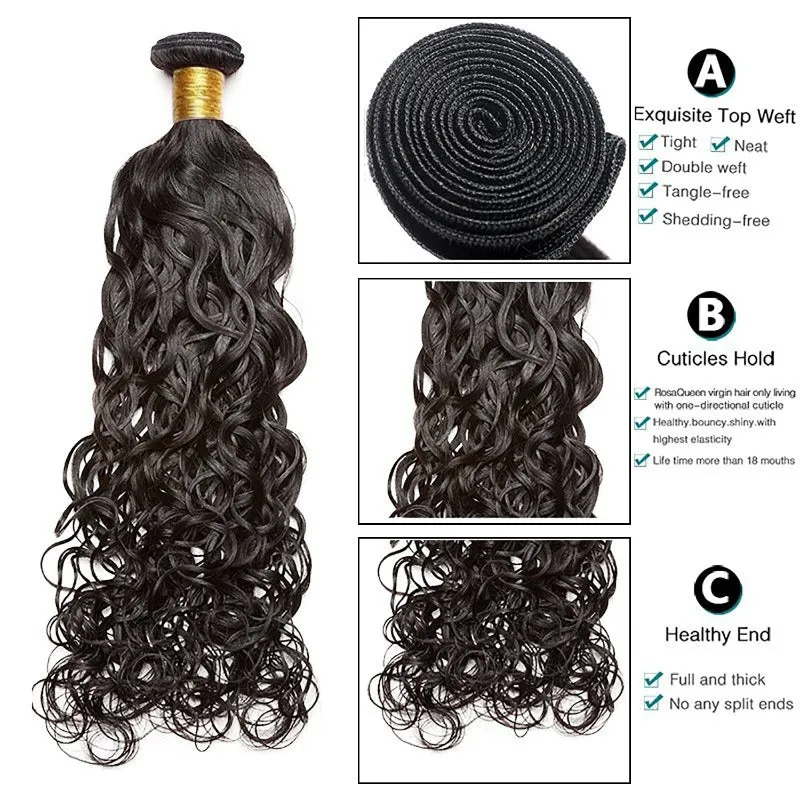Affordable Hair Water Wave 100% human Hair black 1B color 1 bundle hair extension