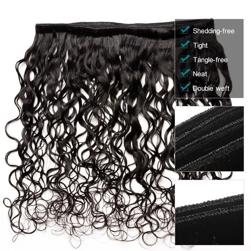 Affordable Hair Water Wave 100% human Hair black 1B color 1 bundle hair extension
