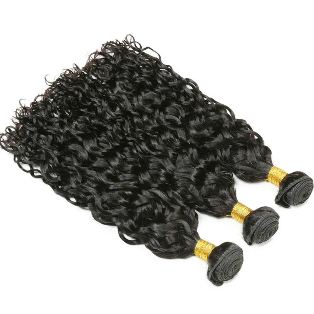 Affordable Hair Water Wave 100% human Hair black 1B color 1 bundle hair extension