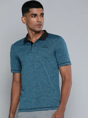 Alcis Men Blue Solid Slim Fit Polo Collar T-shirt
