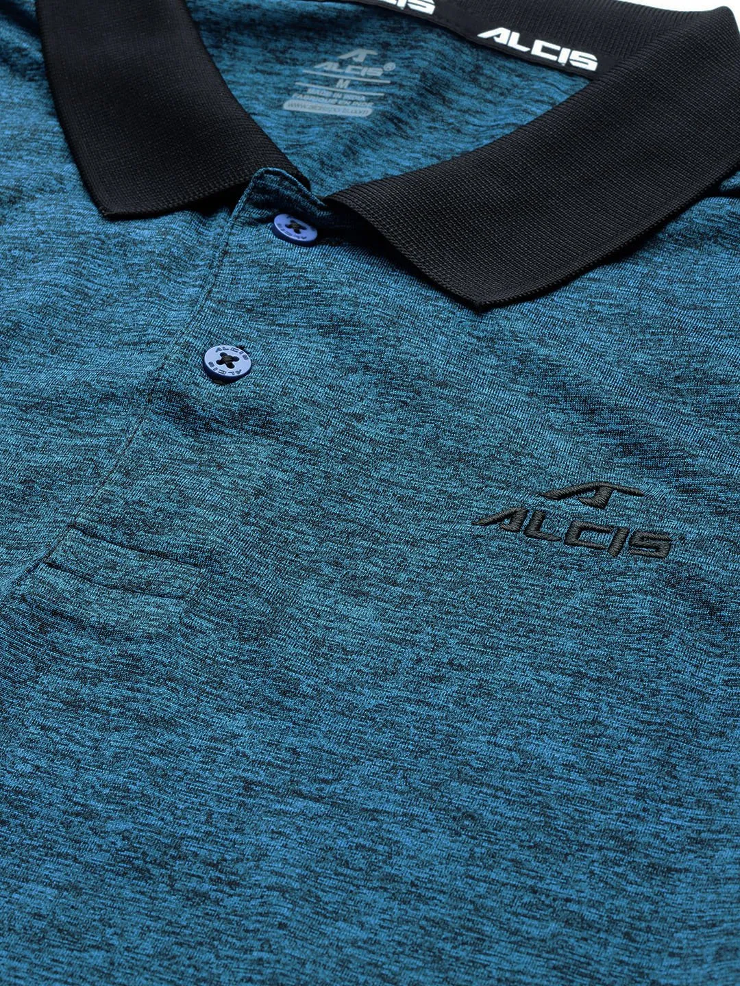 Alcis Men Blue Solid Slim Fit Polo Collar T-shirt