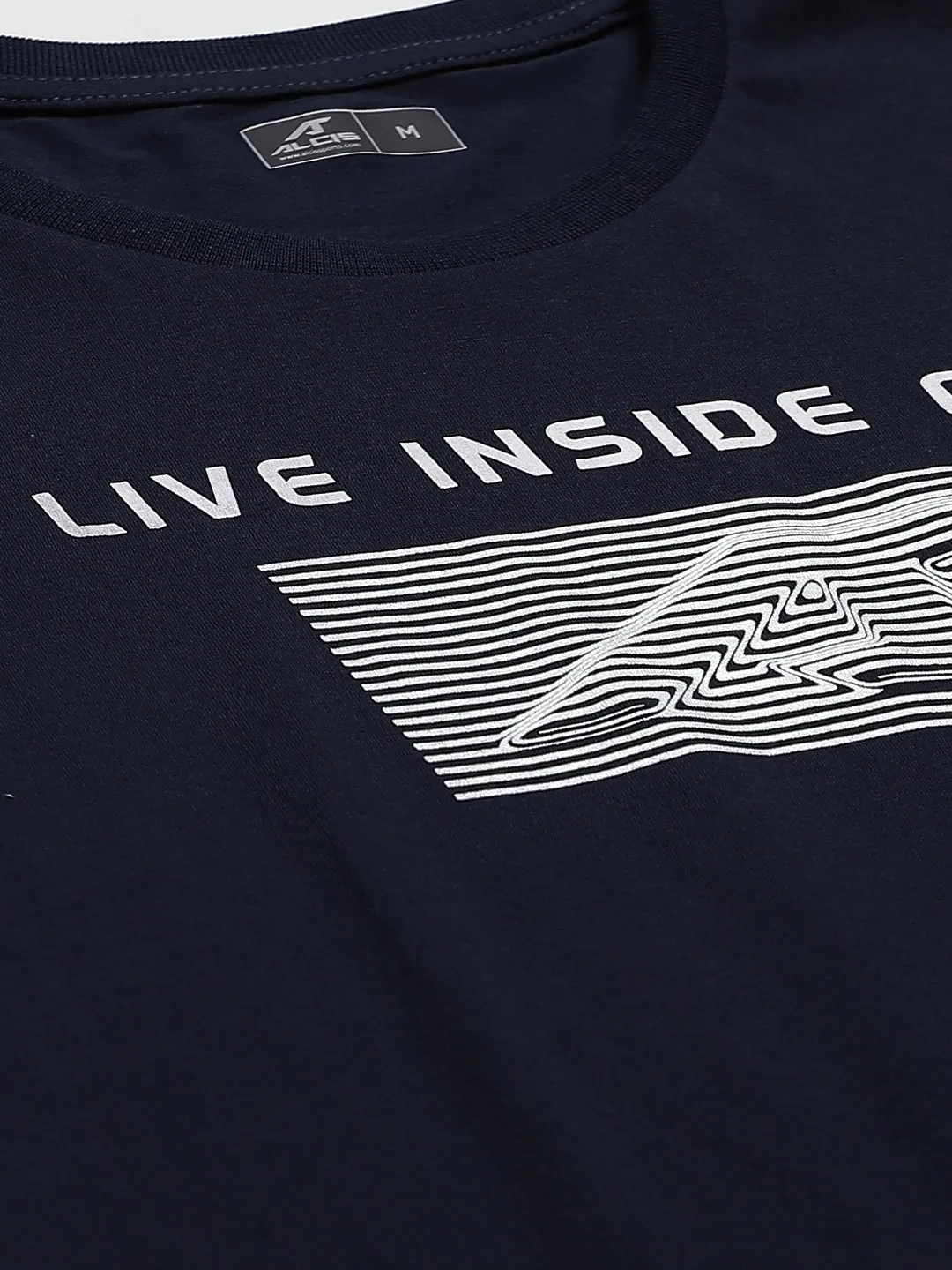Alcis Men Printed Navy Blue Tshirts
