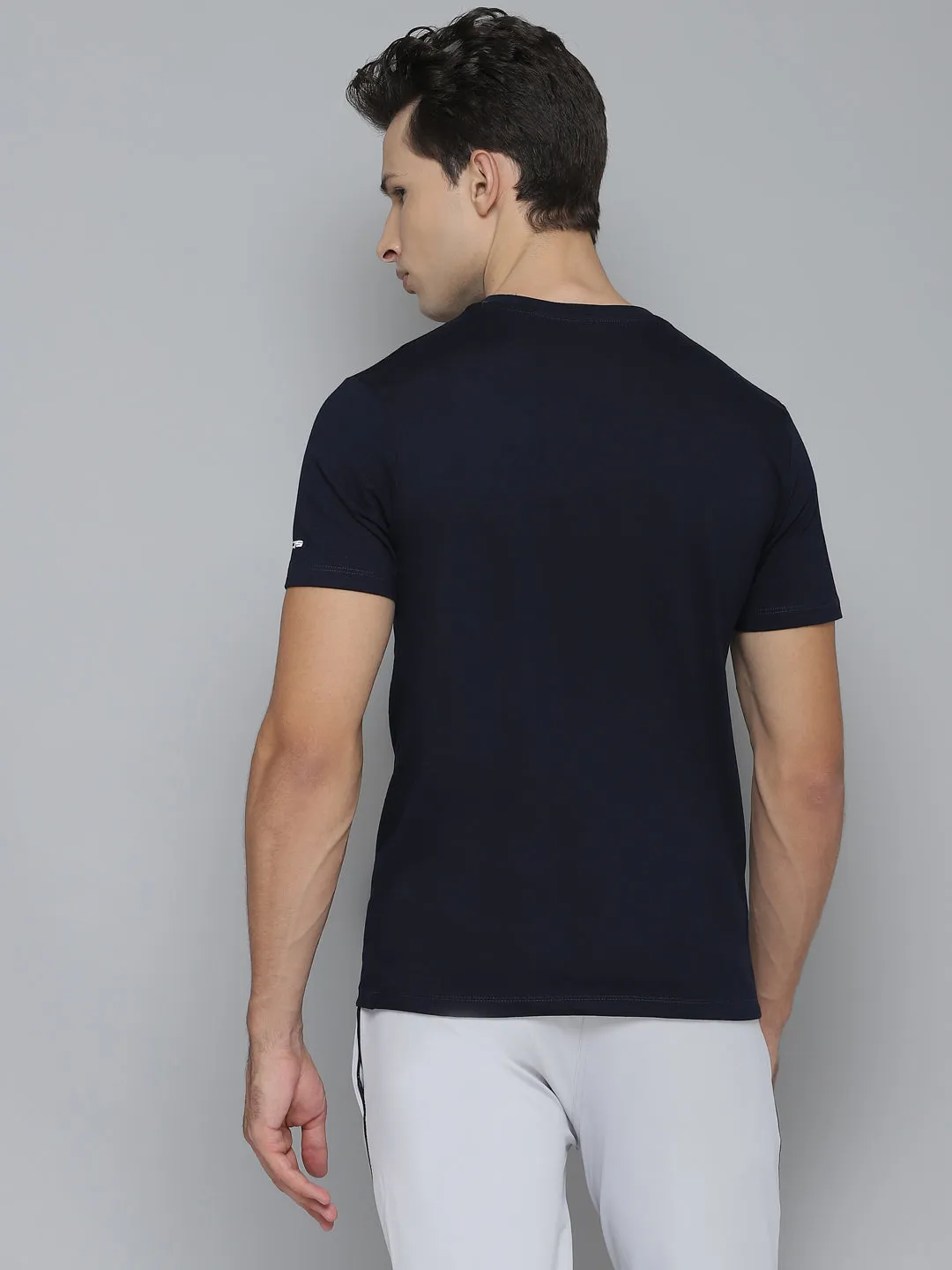 Alcis Men Printed Navy Blue Tshirts