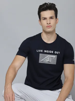 Alcis Men Printed Navy Blue Tshirts