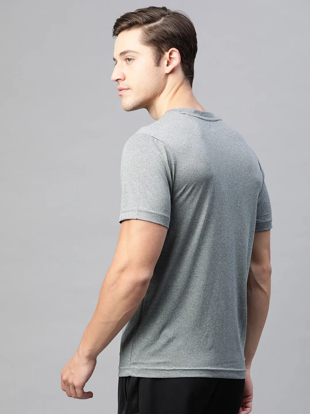Alcis Men Solid Grey Tshirts