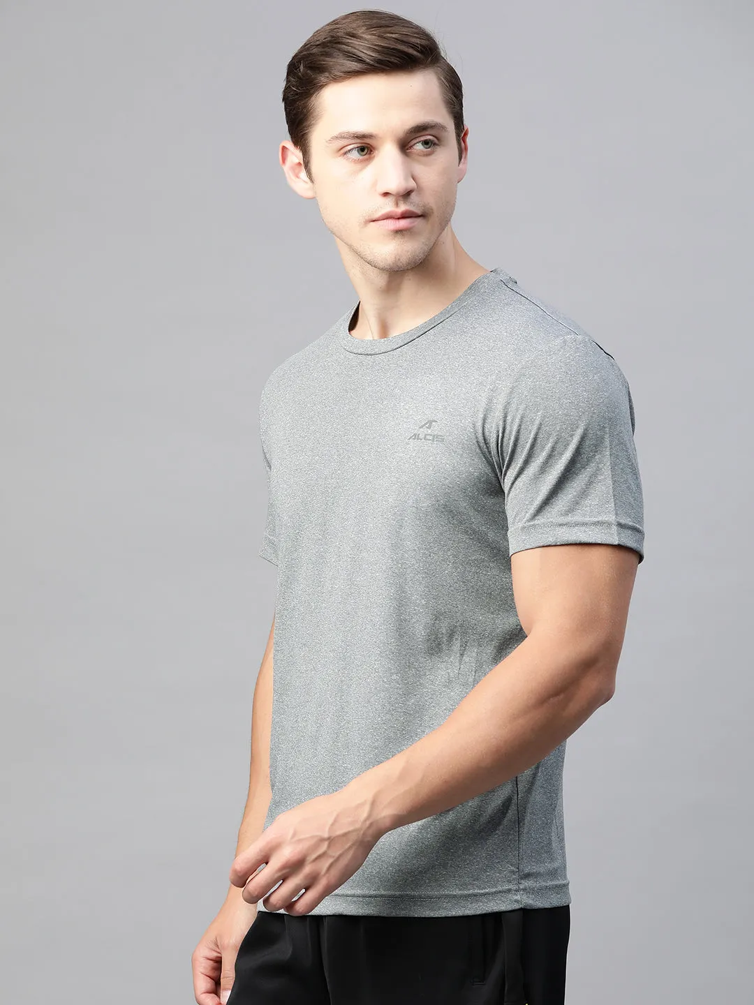 Alcis Men Solid Grey Tshirts