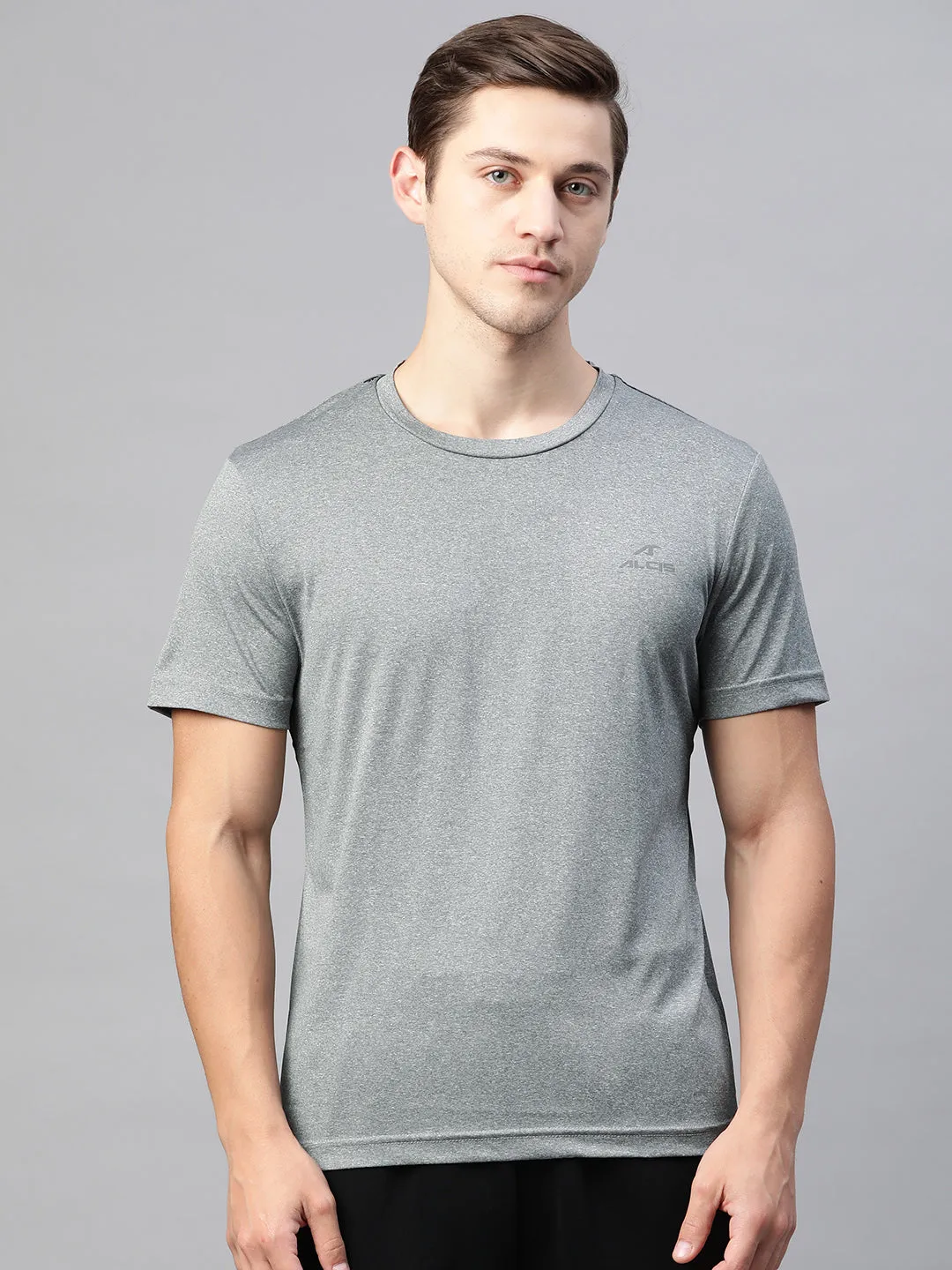 Alcis Men Solid Grey Tshirts
