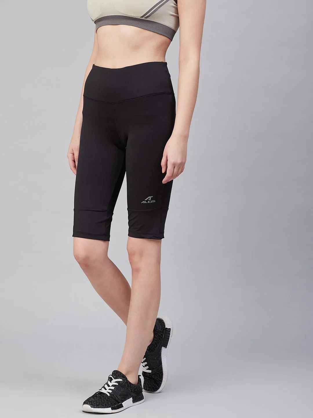 Alcis Women Black Solid Slim Fit Outdoor Shorts