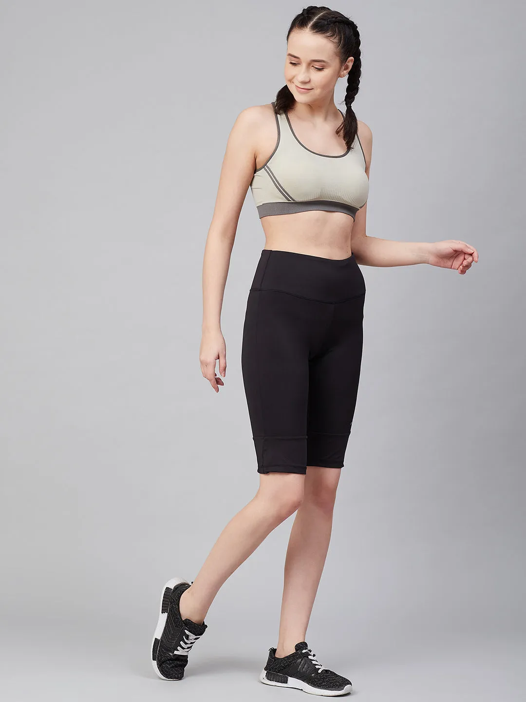 Alcis Women Black Solid Slim Fit Outdoor Shorts