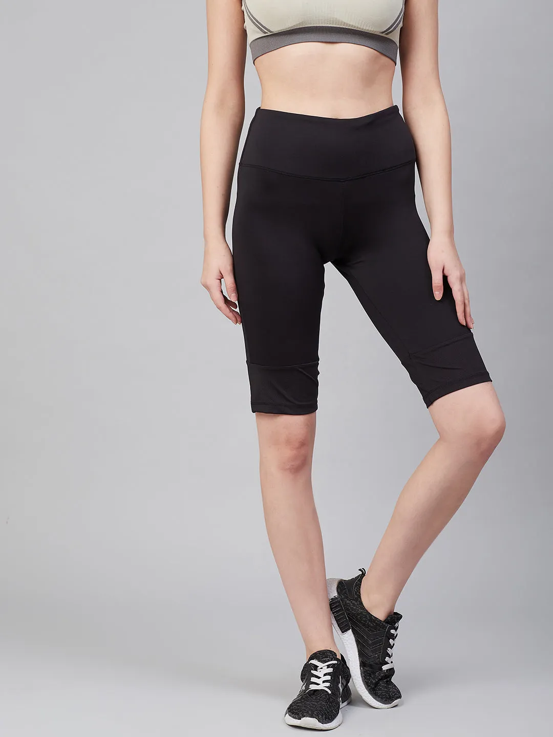Alcis Women Black Solid Slim Fit Outdoor Shorts