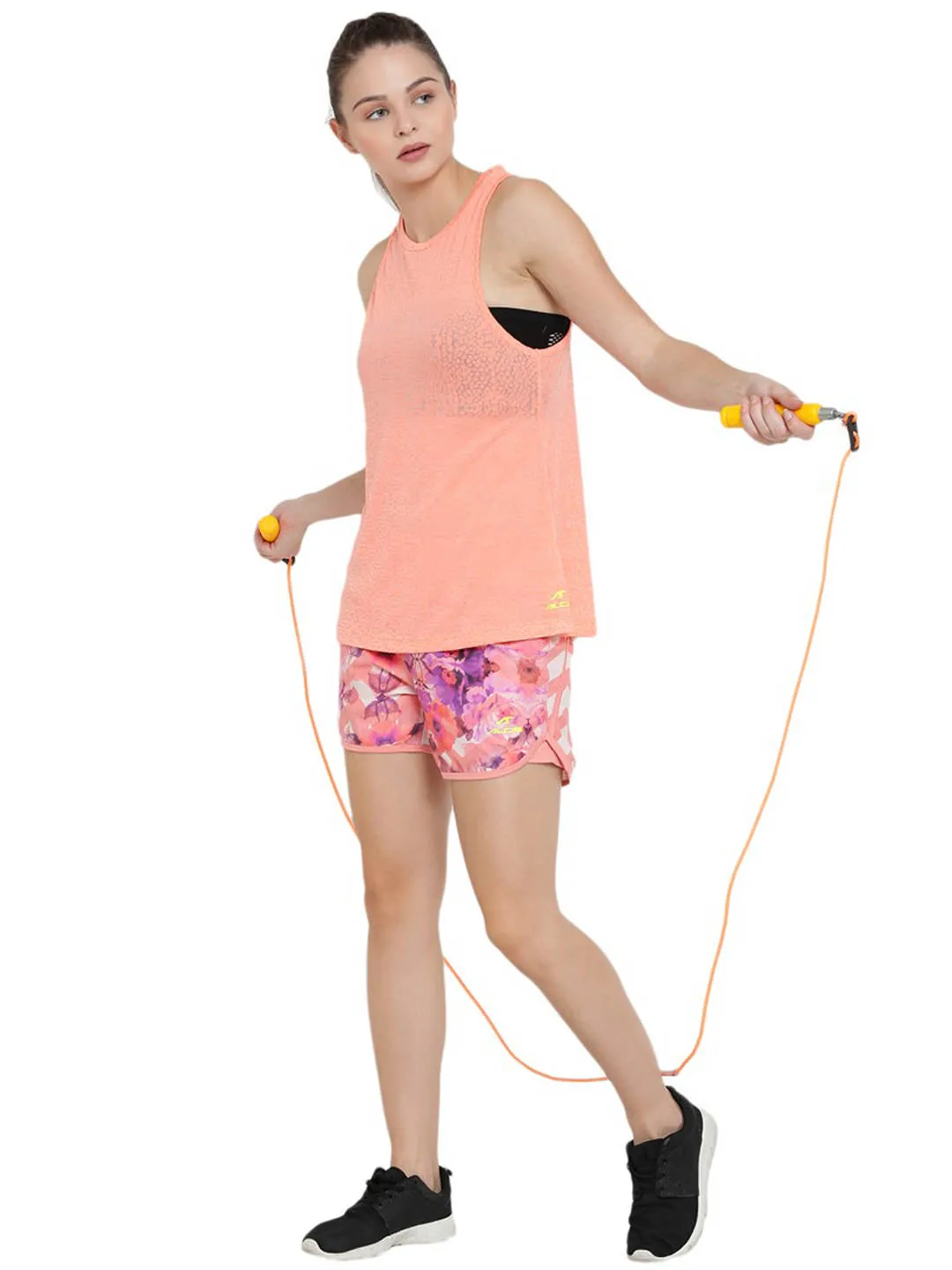 Alcis Women Pink Printed Slim Fit Sports Shorts ALWYS134434